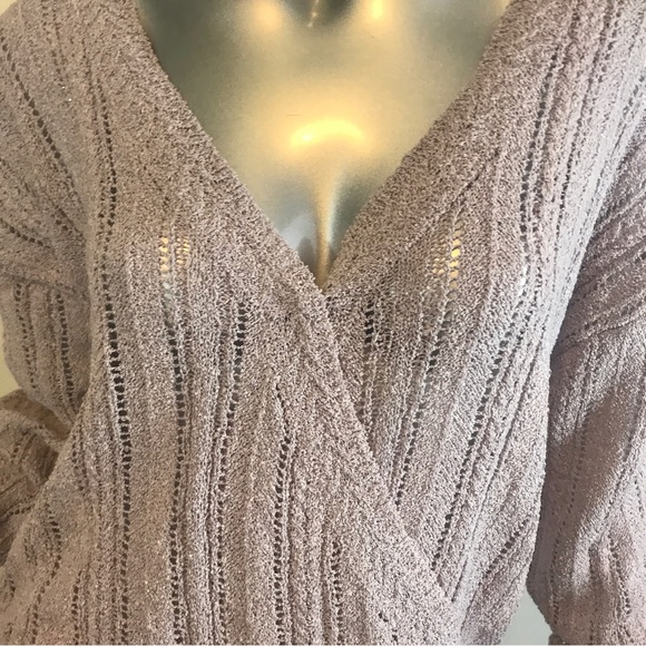 ASTR The Label Lavender Wrap Front Pointelle Knit V-Neck Sweater XL NEW! - Picture 5 of 16
